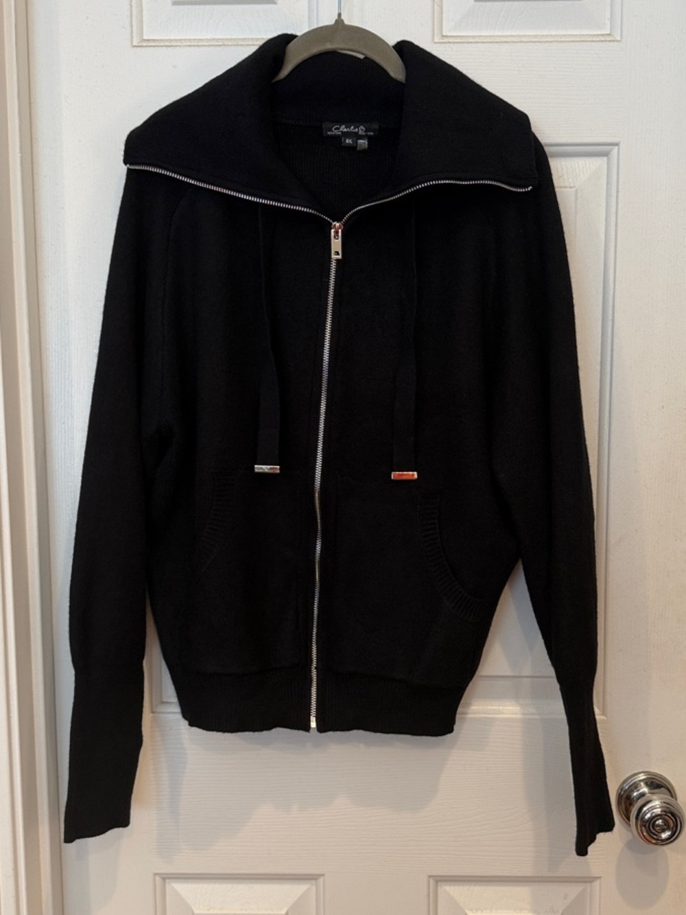 CHARLIE B Black Zip-Up Sweater